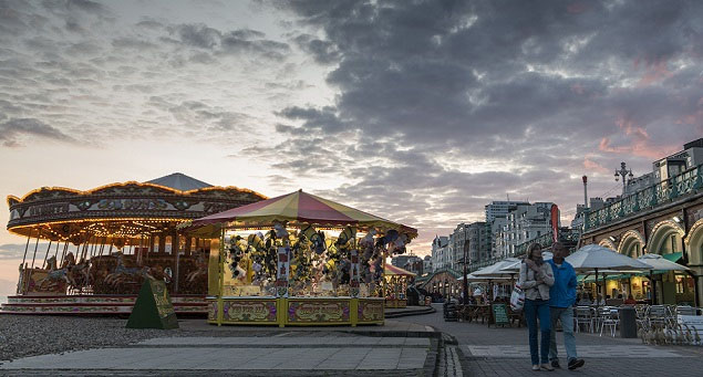 Brighton promenade at sunset